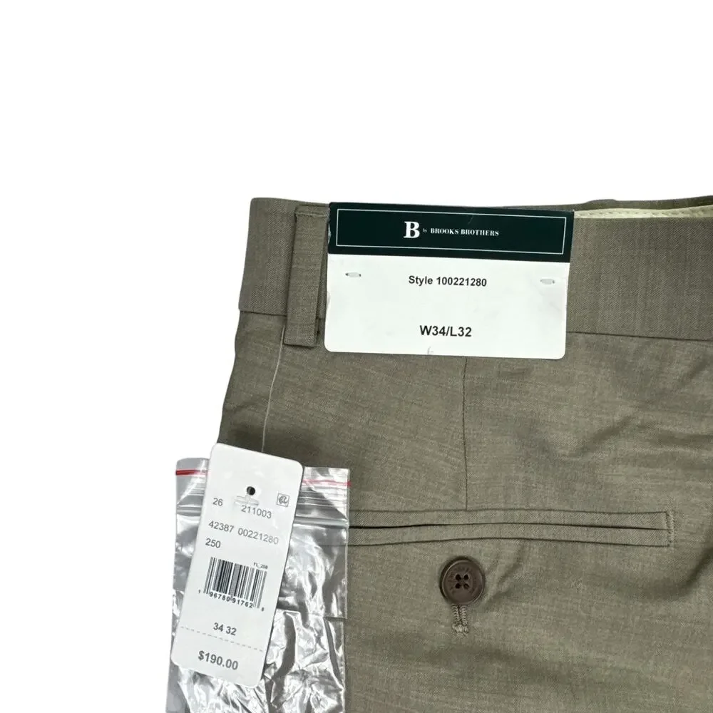 Brooks Brothers Mens Classic Fit Wool Blend Stretch Suit Pants Beige 34x32